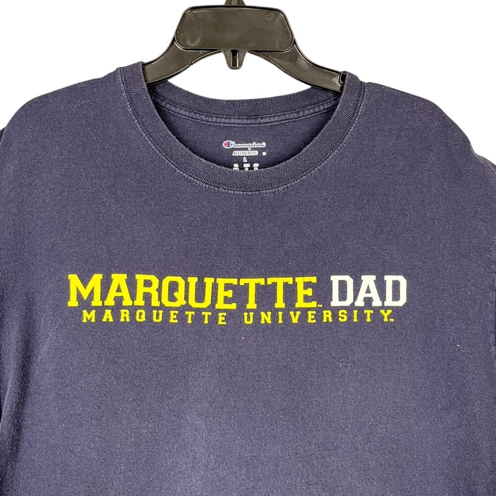 Marquette University Shirt Mens L Navy College‎ Graphic Champion Tee Dad Parent